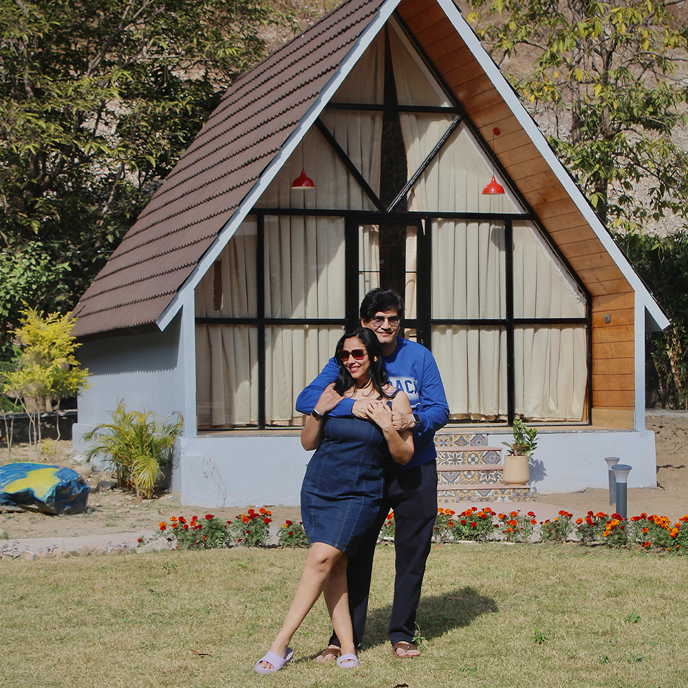 Guests in front of a cottage at TerraTrek Billora