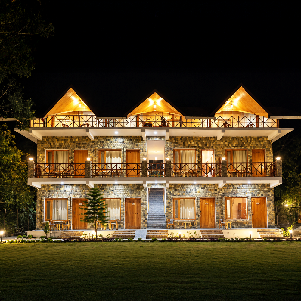 TerraTrek Billora rooms exterior at night